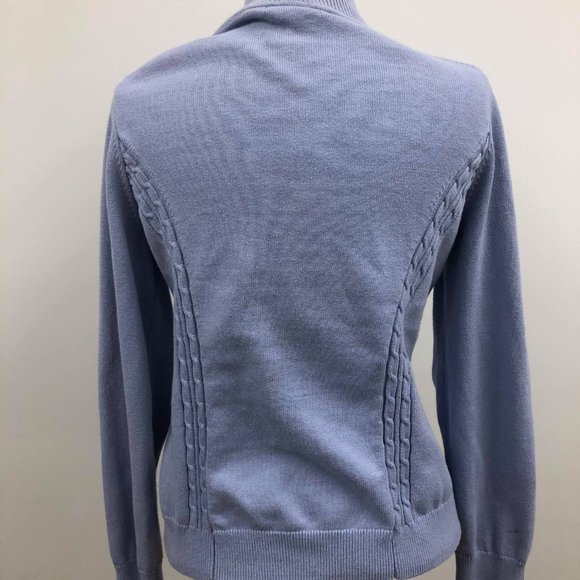 TOMMY HILFIGER BABY BLUE FRONT ZIP SWEATER WITH LOGO EMBROIDERY SIZE LARGE - Picture 2 of 7